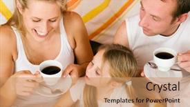  Presentation with breakfast - PPT layouts featuring early marriage - family having breakfast in their background and a coral colored foreground
