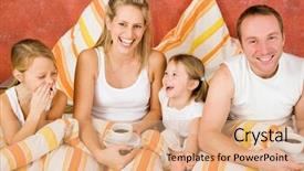  Presentation with breakfast - Presentation theme enhanced with early marriage - family having breakfast in their background and a coral colored foreground