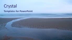  Presentation with morning sunrise - Slides enhanced with early morning at the beach on a cloudy day before sunrise background and a sky blue colored foreground