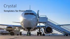  Presentation with flight - PPT layouts consisting of early-morning-flight-front-view background and a light blue colored foreground