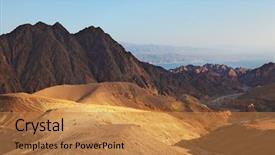  Presentation with morning sunrise - Beautiful presentation theme featuring early morning in ancient mountains backdrop and a coral colored foreground