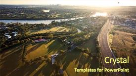  Presentation with sunshine - Slides consisting of sunshine over early morning in brisbane seen from balloon background and a tawny brown colored foreground