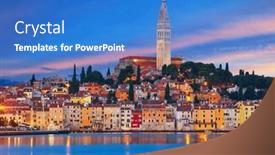  Presentation with morning sunrise - Presentation consisting of early-morning-in-rovinj-croatia background and a teal colored foreground