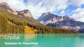  Presentation with forest morning - Amazing PPT theme having early-morning-magnificent-emerald-lake backdrop and a teal colored foreground