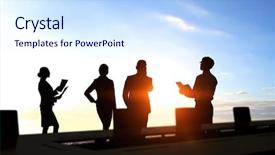  Presentation with meeting - PPT theme featuring early morning meeting background and a  colored foreground