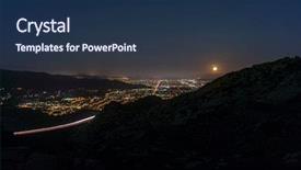  Presentation with los angeles - Beautiful PPT theme featuring early morning moon above suburban backdrop and a navy blue colored foreground