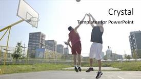  Presentation with basketball court - Colorful theme enhanced with early morning on city court backdrop and a white colored foreground