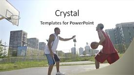  Presentation with basketball court - Presentation having early morning on city court background and a white colored foreground