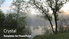  Presentation with morning sunrise - Colorful presentation design enhanced with early-morning-scene-on-river backdrop and a tawny brown colored foreground