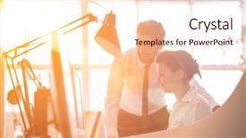  Presentation with working together - Slide deck consisting of early morning scene with sun background and a lemonade colored foreground