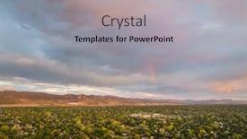  Presentation with rocky mountains - Presentation consisting of early-morning-with-a-rainbow background and a light gray colored foreground