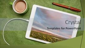  Presentation with rocky mountains - Presentation consisting of early-morning-with-a-rainbow background and a light gray colored foreground