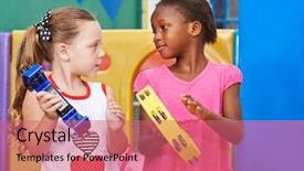  Presentation with early education - Theme consisting of early musical education in kindergarten background and a coral colored foreground