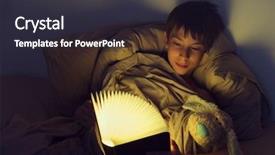  Presentation with early childhood - Amazing slide set having early reading - adorable boy reads book backdrop and a tawny brown colored foreground