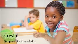  Presentation with pupils reading - Theme featuring early reading - cute pupils drawing at their background and a lemonade colored foreground