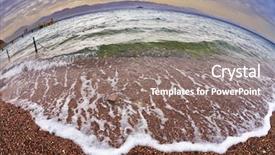  Presentation with objective - Amazing PPT theme having early spring on a beach of red sea in israel the safe place for bathing is fenced it is photographed by an objective the fish eye backdrop and a gray colored foreground