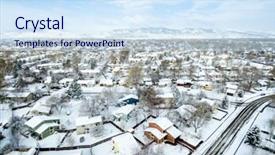  Presentation with neighborhood - Slides consisting of early spring scenery with snow background and a sky blue colored foreground