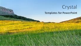  Presentation with rocky mountains - Presentation theme consisting of early-summer-scenery-of-rocky background and a light blue colored foreground