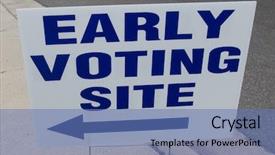  Presentation with voting - Beautiful slides featuring presidential election - early voting site sign backdrop and a teal colored foreground