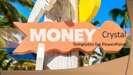  Presentation with money tree - Amazing slides having earn more - money direction sign backdrop and a coral colored foreground