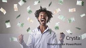 Presentation with success successful courageous successful - Cool new presentation with earning money - successful businessman jubilating backdrop and a light gray colored foreground