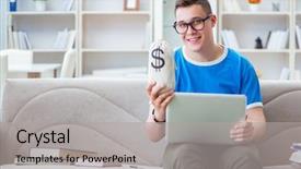  Presentation with young college student diagnosis of chlamydia - Presentation enhanced with earning money - young student preparing for exams background and a  colored foreground