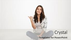  Presentation with lotus - Presentation featuring earning - horizontal portrait of affable woman background and a lemonade colored foreground