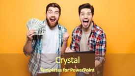  Presentation with banknotes - Amazing presentation theme having earning - portrait of a two happy backdrop and a tawny brown colored foreground