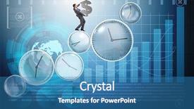 Presentation with money management - Beautiful PPT theme featuring earnings management - time is money concept backdrop and a teal colored foreground