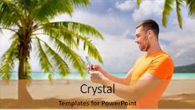  Presentation with polynesia - Beautiful slide set featuring earphones listening to music backdrop and a gold colored foreground