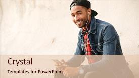  Presentation with african music - Colorful PPT theme enhanced with earphones look at camera backdrop and a lemonade colored foreground