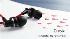  Presentation with white sheet - Presentation featuring earphones on white sheet background and a sky blue colored foreground