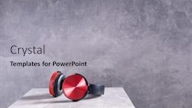  Presentation with music headphones - Colorful presentation enhanced with earphones-or-headphones-at-chair backdrop and a light gray colored foreground