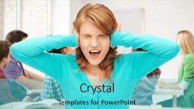  Presentation with school facilities - Presentation theme having ears and screaming at school background and a  colored foreground