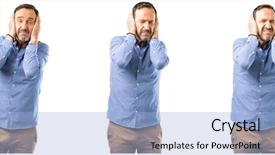  Presentation with noise and hearing - Presentation design enhanced with ears ignoring annoying loud noise background and a light blue colored foreground