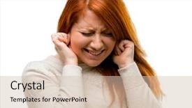  Presentation with protected hearing ear plugs - Slide set featuring ears ignoring annoying loud noise background and a soft green colored foreground