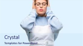  Presentation with protected hearing ear plugs - PPT theme having ears ignoring annoying loud noise background and a  colored foreground