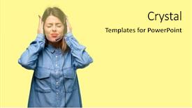  Presentation with call center - Amazing presentation design having ears ignoring annoying loud noise backdrop and a  colored foreground