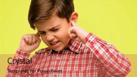  Presentation with yellow green - PPT theme featuring ears ignoring annoying loud noise background and a red colored foreground