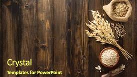 Presentation with oat - Beautiful presentation featuring ears of oat on wooden backdrop and a tawny brown colored foreground