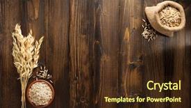  Presentation with oat - Cool new PPT theme with ears of oat on wooden backdrop and a wine colored foreground