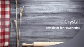  Presentation with ears - Presentation having ears of wheat on wooden background and a  colored foreground