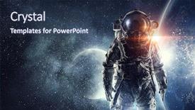  Presentation with outer space - Presentation theme featuring earth - astronaut in outer space mixed background and a tawny brown colored foreground