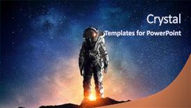  Presentation with outer space - Slide set enhanced with earth - astronaut in outer space mixed background and a navy blue colored foreground