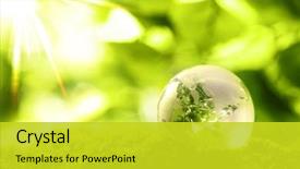  Presentation with digital globe on forex - Colorful PPT theme enhanced with earth - glass globe resting on moss backdrop and a yellow colored foreground