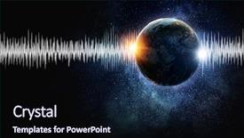  Presentation with sound - Presentation design featuring earth - technology of sound background and a navy blue colored foreground