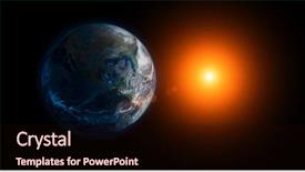  Presentation with earth - Audience pleasing slide deck consisting of earth and sun backdrop and a wine colored foreground