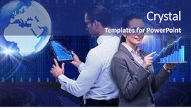  Presentation with collaboration - Theme having earth big data - business concept of virtual collaboration background and a navy blue colored foreground