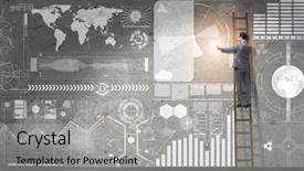  Presentation with global - Slide set having earth big data - businessman climbing ladder in global background and a light gray colored foreground