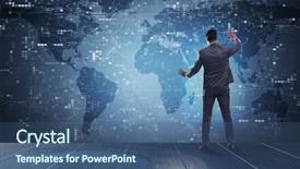  Presentation with futuristic - Presentation design having earth big data - businessman in futuristic computing concept background and a ocean colored foreground